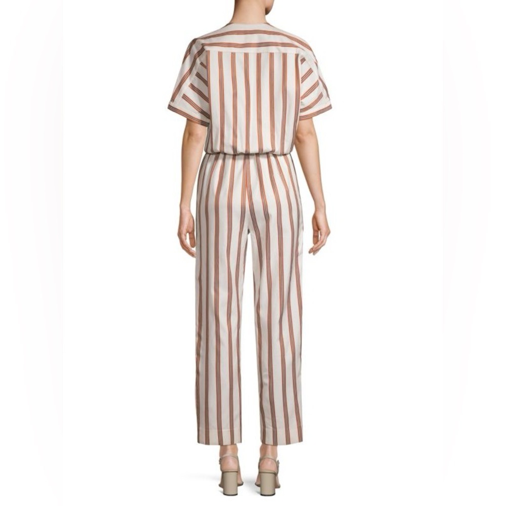 MAJE Pieni Stripe Jumpsuit Wrap Over Front White Resort Vacation EU 38 - Picture 5 of 5